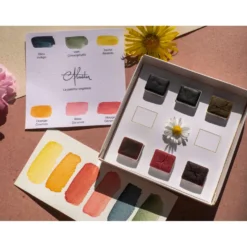 ALMATER Aquarellset mit 6 handgemachte Aquarellfarben
