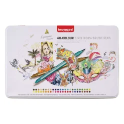 Bruynzeel Creatives Fineliner Brush Pen Sets im Metall-Etui