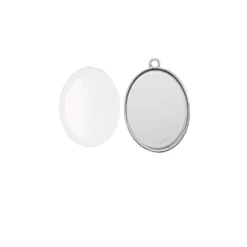 Cabochon Anhänger oval, silberfarben