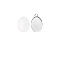 Cabochon Anhänger oval, silberfarben