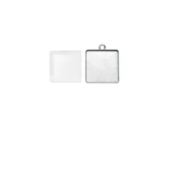 Cabochon quadratischer Anhänger, silberfarben