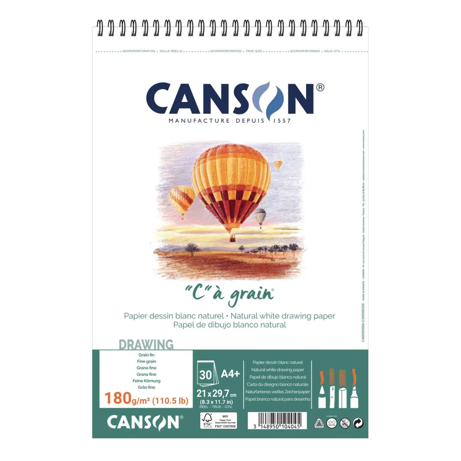 CANSON® "C" à grain® Spiralblock