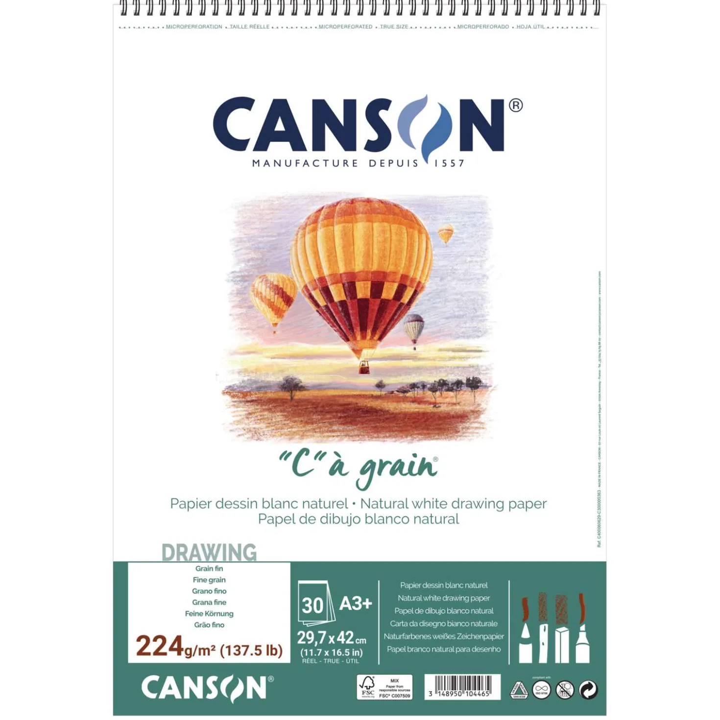 CANSON® "C" à grain® Spiralblock