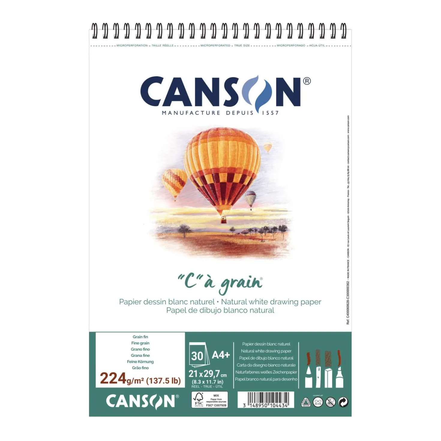 CANSON® "C" à grain® Spiralblock