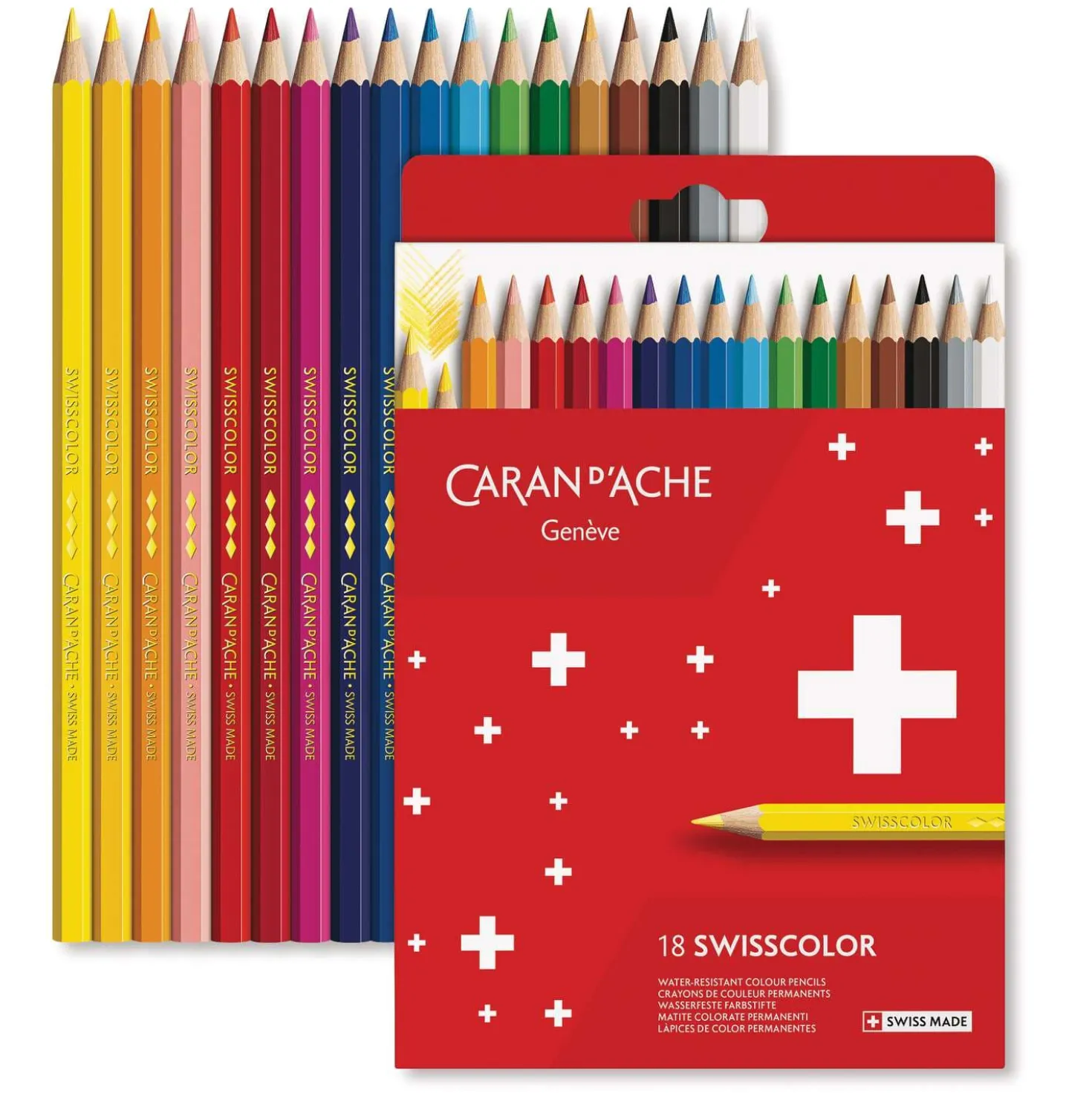 CARAN D'ACHE® Swisscolor im Karton-Etui, wasserfeste Farbstifte