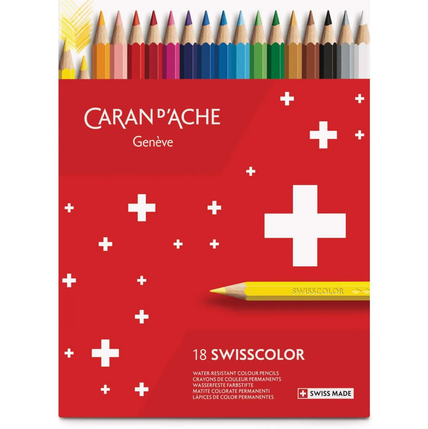 CARAN D'ACHE® Swisscolor im Karton-Etui, wasserfeste Farbstifte