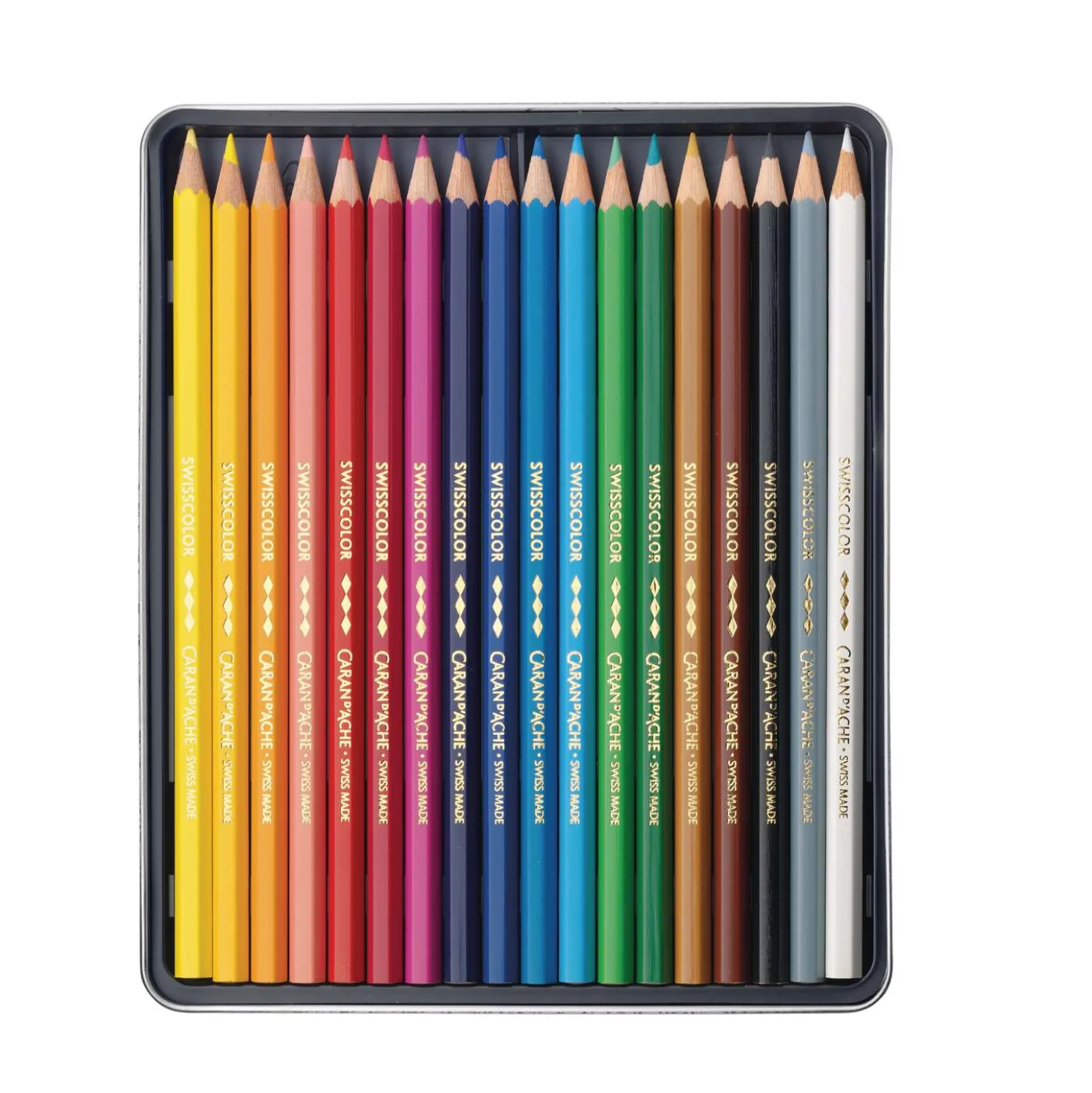 CARAN D'ACHE® Swisscolor wasserfeste Farbstifte, Metall-Etuis
