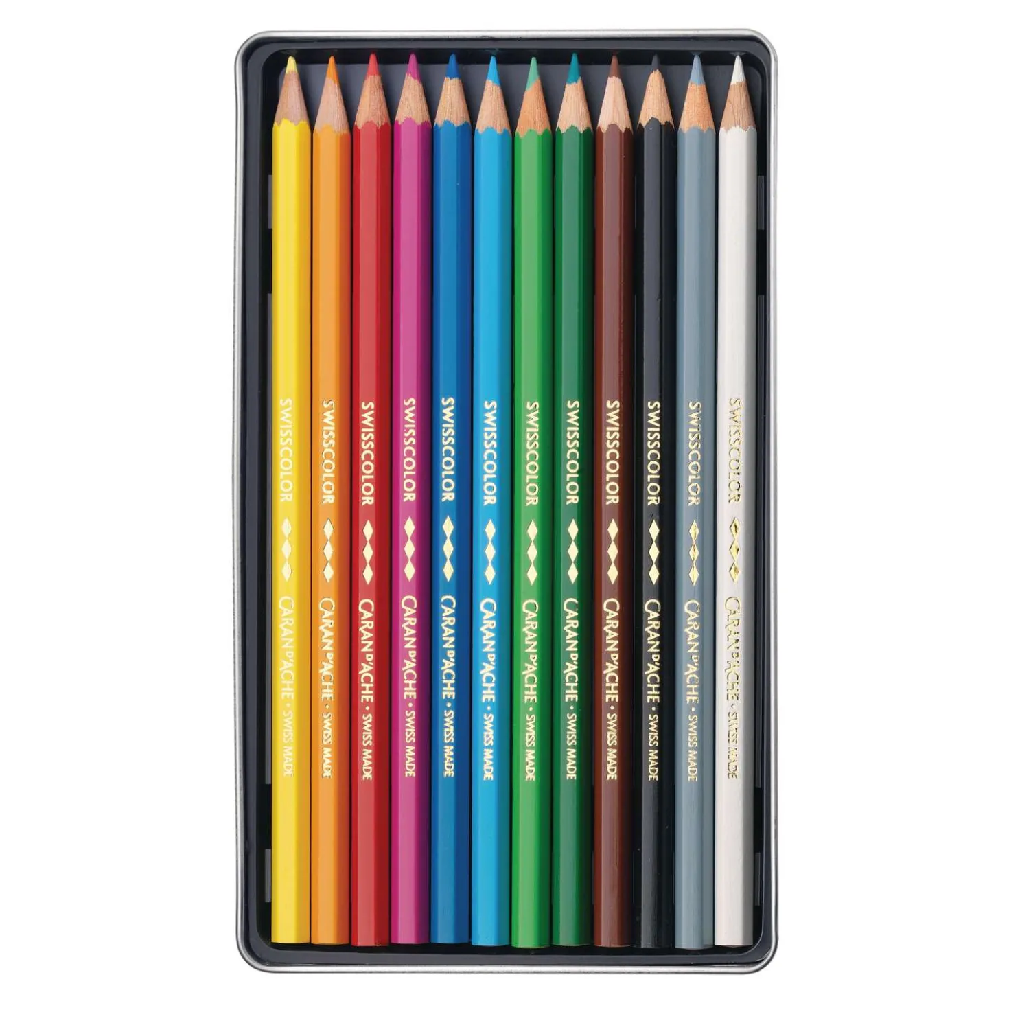CARAN D'ACHE® Swisscolor wasserfeste Farbstifte, Metall-Etuis