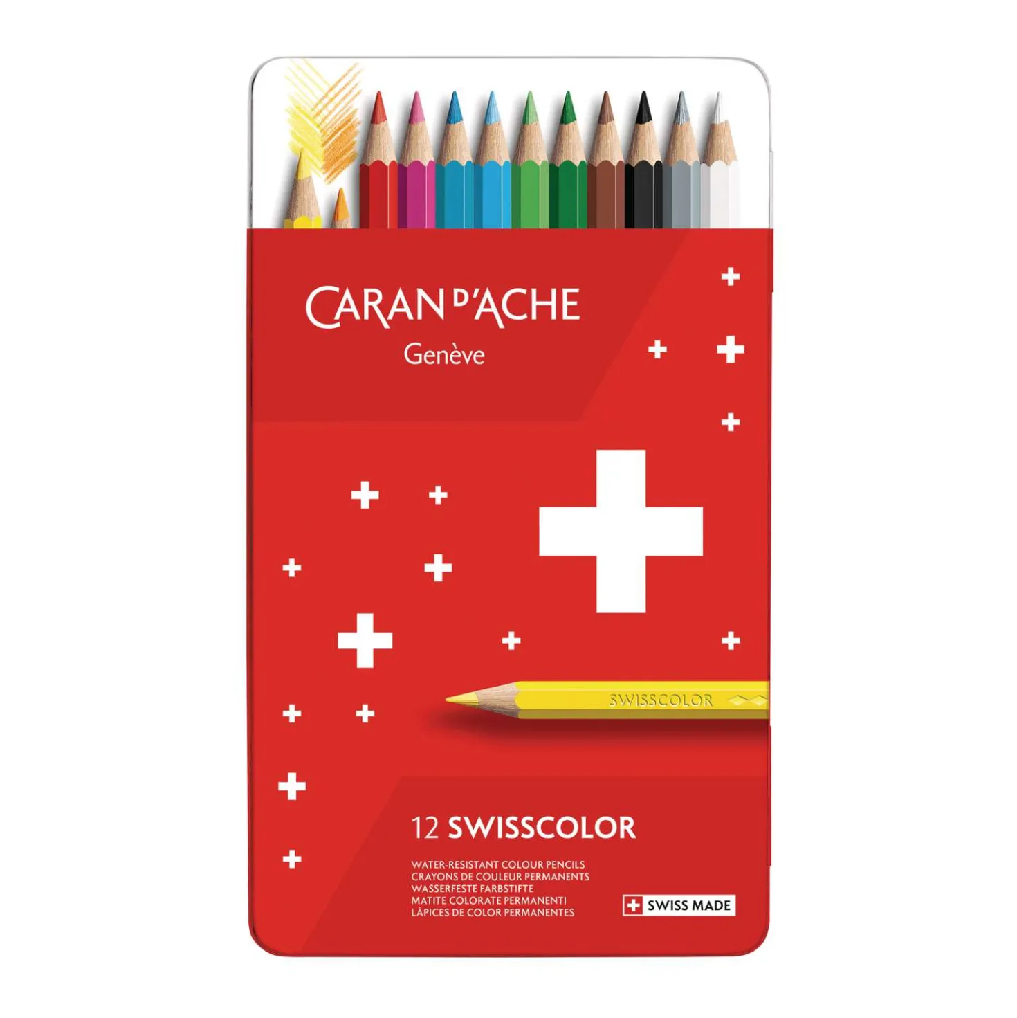 CARAN D'ACHE® Swisscolor wasserfeste Farbstifte, Metall-Etuis
