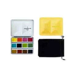 CHARVIN extrafeine Aquarellfarbe, 12 x 1/2 Näpf., Metallkasten