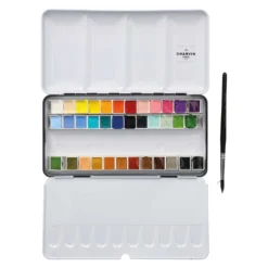 CHARVIN extrafeine Aquarellfarbe, 36 x 1/2 Näpf. und 1 Pinsel, Metallkasten