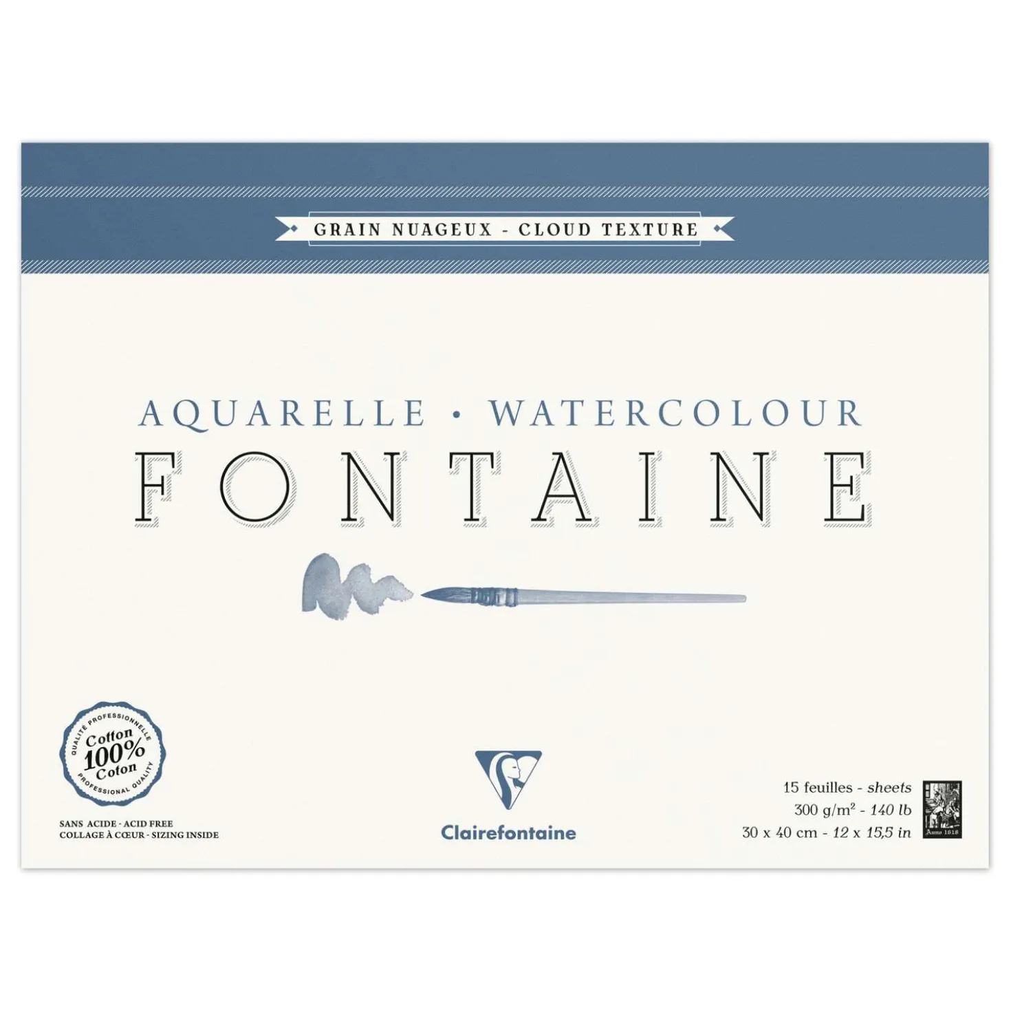 Clairefontaine FONTAINE Aquarellblock Torchon (Wolke)