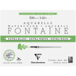 Clairefontaine FONTAINE Aquarellblock Extraweiß, Torchon