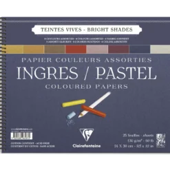 Clairefontaine Ingres-Pastellblock, Doppelspirale 8-farbig