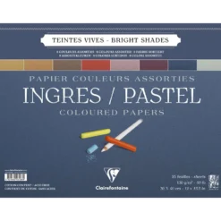 Clairefontaine Ingres-Pastellblock, Doppelspirale 8-farbig