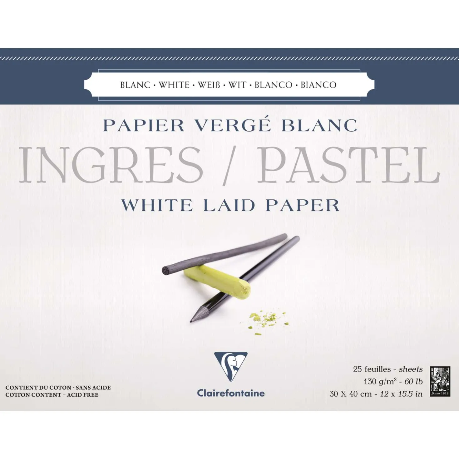 Clairefontaine Ingres Pastellblock, weiß
