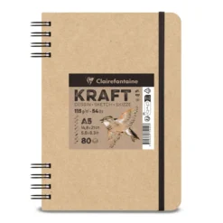 Clairefontaine Kraftpapier Natur, Skizzenbuch mit Doppelspirale