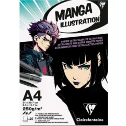 Clairefontaine Manga Illustration Zeichenblock, 250 g/qm, 20 Blatt