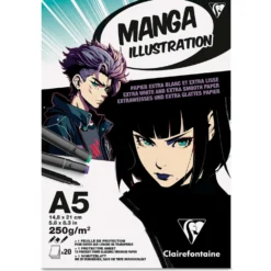 Clairefontaine Manga Illustration Zeichenblock, 250 g/qm, 20 Blatt