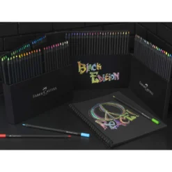 FABER-CASTELL Black Edition Buntstifte, Kartonetui + Aufsteller Stifte Halter, Sets