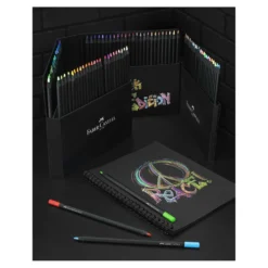 FABER-CASTELL Black Edition Buntstifte, Kartonetui + Aufsteller Stifte Halter, Sets