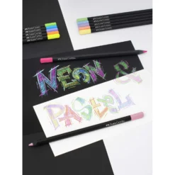 FABER-CASTELL Black Edition Buntstifte Neon & Pastell, 12er-Kartonetui