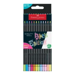FABER-CASTELL Black Edition Buntstifte Neon & Pastell, 12er-Kartonetui