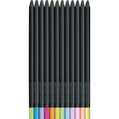 FABER-CASTELL Black Edition Buntstifte Neon & Pastell, 12er-Kartonetui