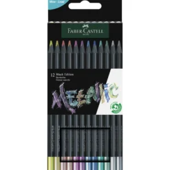 FABER-CASTELL Black Edition Buntstifte Metallic, 12er-Kartonetui
