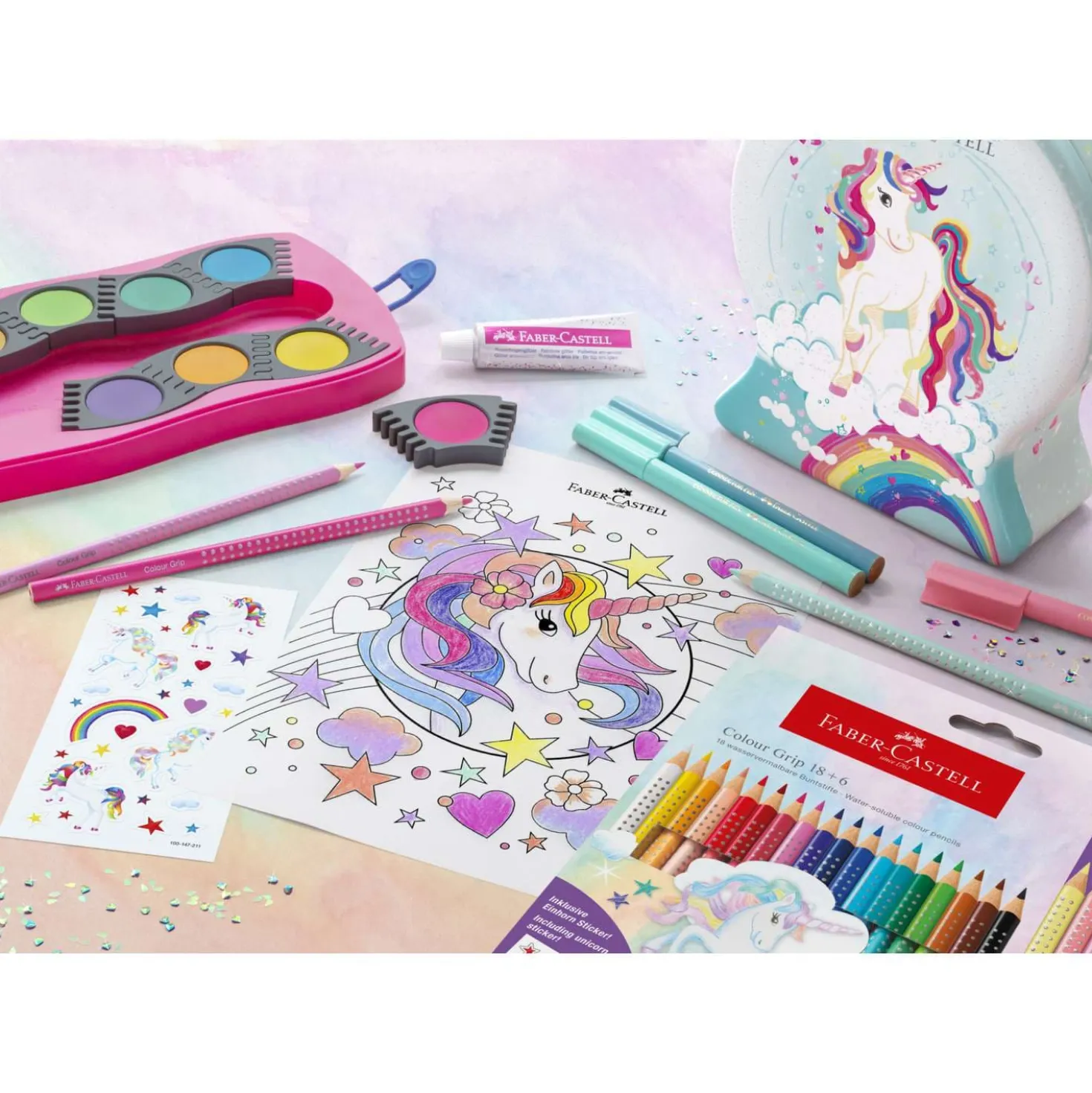 FABER-CASTELL Buntstifte Colour Grip Einhorn, Set