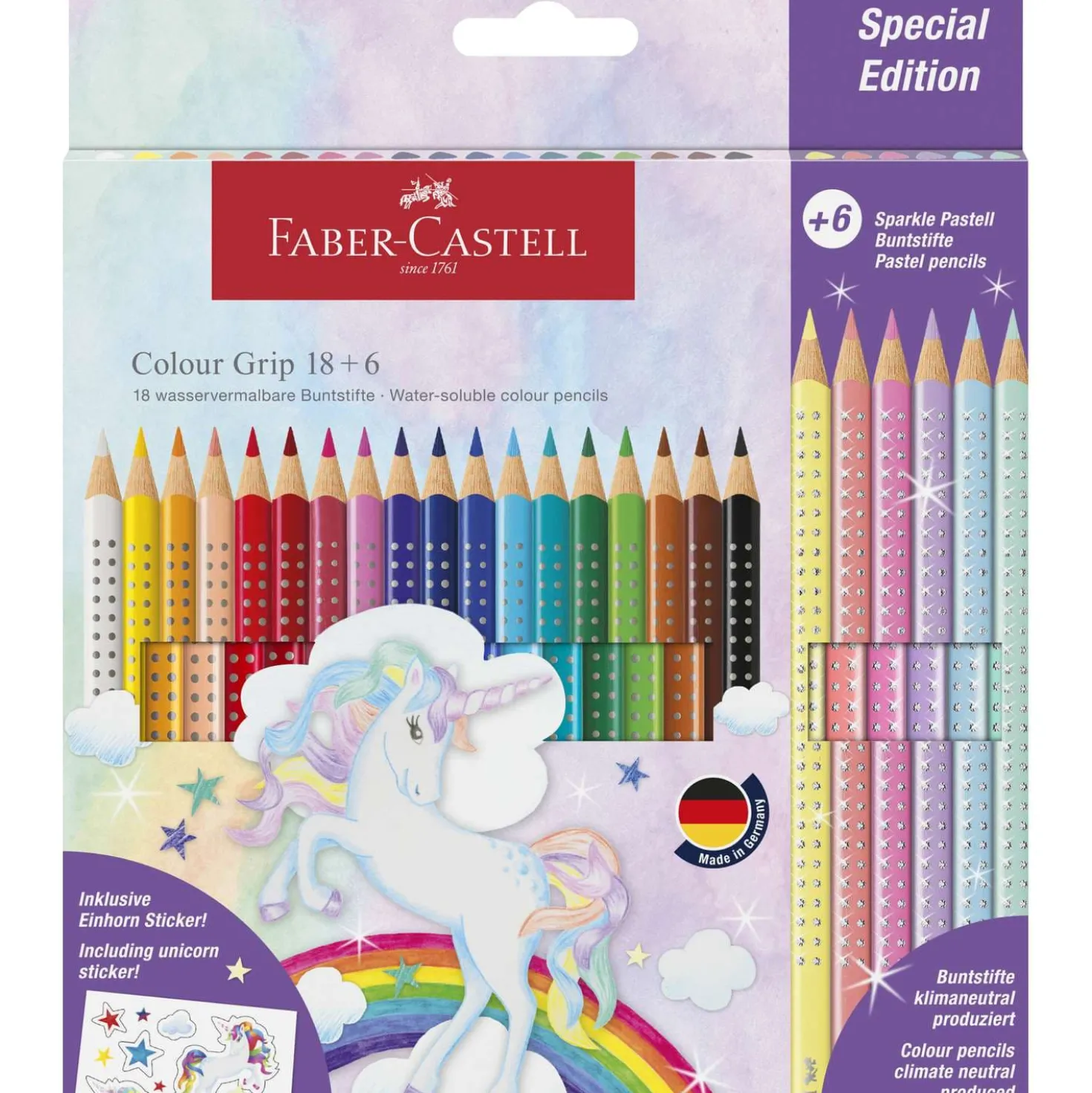 FABER-CASTELL Buntstifte Colour Grip Einhorn, Set