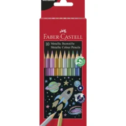 FABER-CASTELL Hexagonal-Buntstifte metallic, 10er Kartonetui