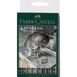 FABER-CASTELL Pitt Artist Pen Tuschestift, 8er-Set, Black & Grey