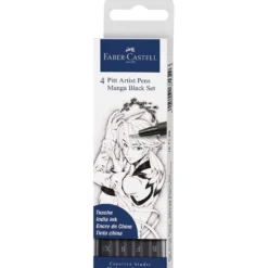 FABER-CASTELL PITT Artist Pen Manga Black 4er-Etui
