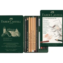 FABER-CASTELL PITT® Monochrome 12-teiliges Zeichenset im Metall-Etui