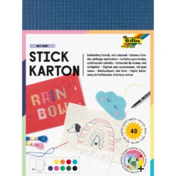 folia® Stickkarton, bunter Mix , 40 Blatt, 17,5 cm x 24,5 cm, 300 g/qm