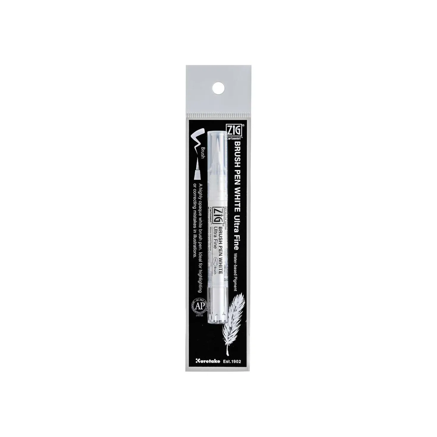 Kuretake ZIG® Cartoonist Brush Pen in Weiß, Ultra Fein