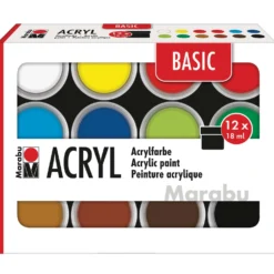 Marabu Acrylfarben BASIC Sets, 18-ml-Näpfchen