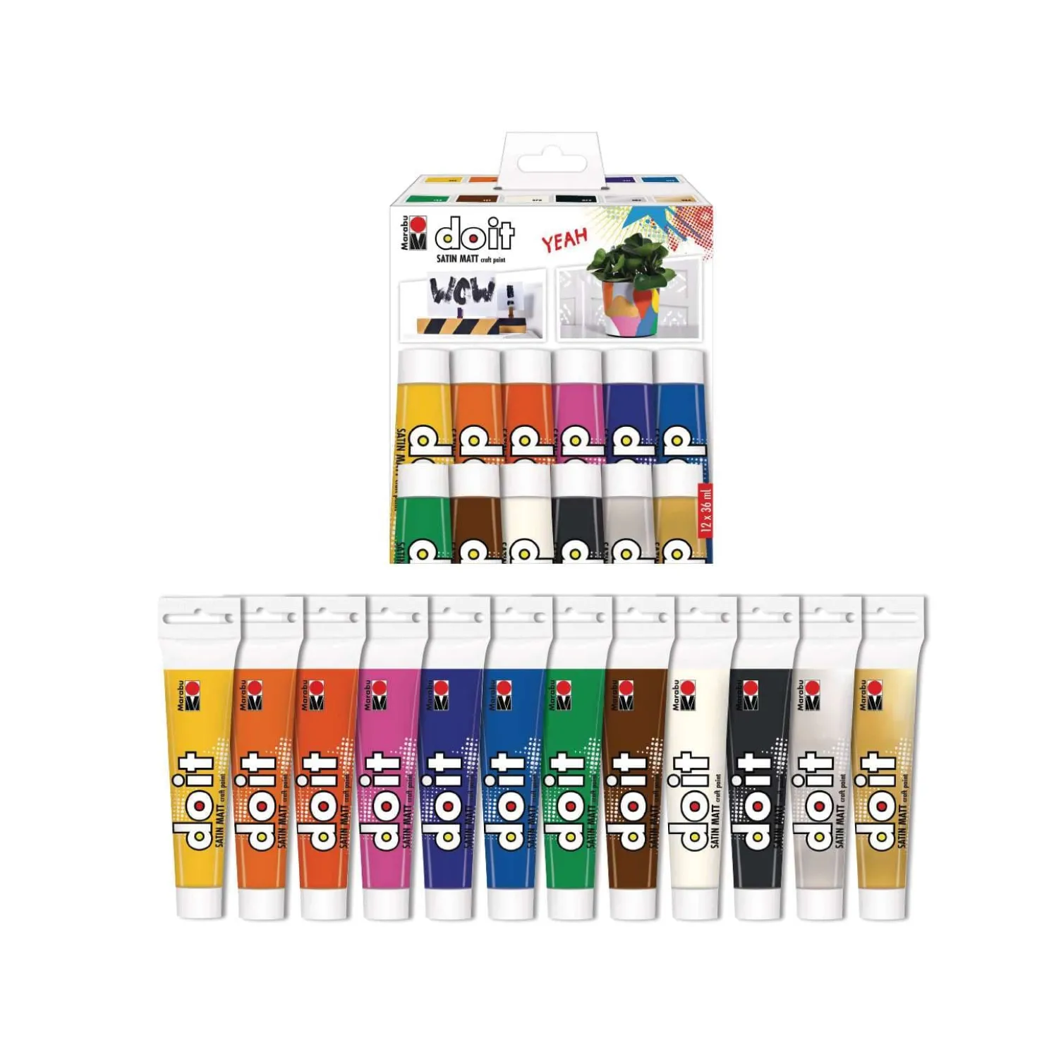 Marabu do it SATIN MATT craft Paint Acrylfarben-Sets, 36-ml-Tuben