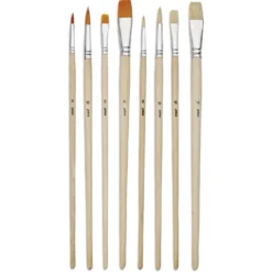 pébéo 8er-Set Acryl- und Öl-Pinsel, Synthetikfaser und Schweineborsten, langer Stiel