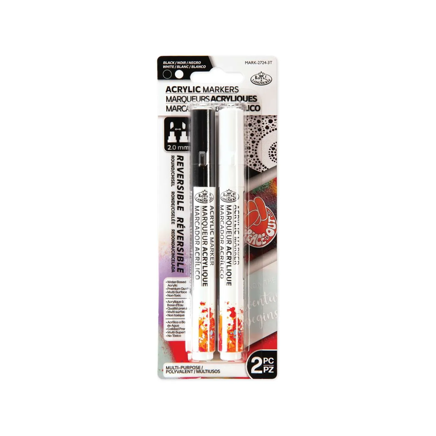 Royal & Langnickel® ACRYLIC MARKER – 2er Set Schwarz & Weiß, Reversible Tip