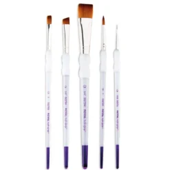 Royal & Langnickel Soft-Grip Synthetikpinsel, Rotmarderimitation, 5er-Set L