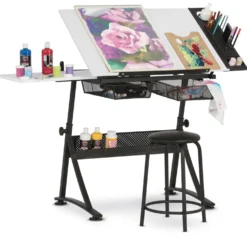 Studio Design Fusion Craft Zeichentisch inkl. Hocker, weiße Arbeitsfläche