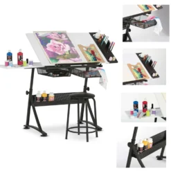 Studio Design Fusion Craft Zeichentisch inkl. Hocker, weiße Arbeitsfläche