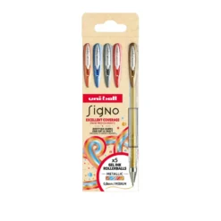 uni-ball SIGNO UM120NM Metallic Gelstifte Set, 5 Farben