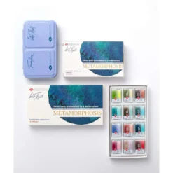 White Nights™ Aquarellfarben Set Metamorphosis mit 12 Näpfe im Metallkasten