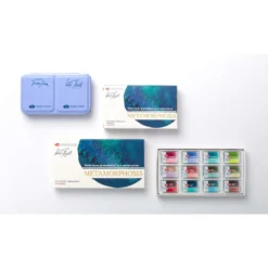 White Nights™ Aquarellfarben Set Metamorphosis mit 12 Näpfe im Metallkasten