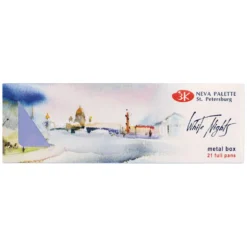 WHITE NIGHTS™ Extrafeine russische Künstler-Aquarellfarbe im hellblauen Metallkasten