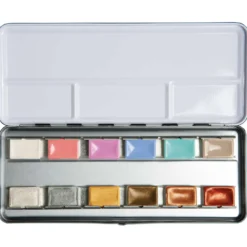 WHITE NIGHTS™ Extrafeine russische Künstler-Aquarellfarbe im Metallkasten, Metallic & Pastell