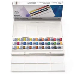 WINSOR & NEWTON Cotman™ Studio Aquarellfarben-Set, 24 ganze Näpfchen
